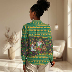 Jamaica Christmas Women Casual Shirt Rasta Santa Snowman Gingerbread Drummer Palm Trees - African Pride