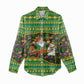 Jamaica Christmas Women Casual Shirt Rasta Santa Snowman Gingerbread Drummer Palm Trees - African Pride