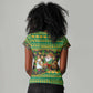 Jamaica Christmas Women V-Neck T-Shirt Rasta Santa Snowman Gingerbread Drummer Palm Trees - African Pride