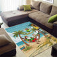 Jamaica Christmas Area Rug Rasta Santa Snowman Hammock Angel Palm Trees and Tropical Beach - African Pride