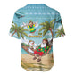 Jamaica Christmas Baseball Jersey Rasta Santa Snowman Hammock Angel Palm Trees and Tropical Beach - African Pride