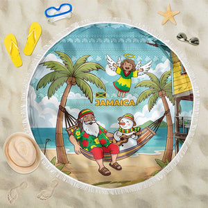 Jamaica Christmas Beach Blanket Rasta Santa Snowman Hammock Angel Palm Trees and Tropical Beach - African Pride