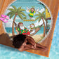 Jamaica Christmas Beach Blanket Rasta Santa Snowman Hammock Angel Palm Trees and Tropical Beach - African Pride