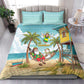 Jamaica Christmas Bedding Set Rasta Santa Snowman Hammock Angel Palm Trees and Tropical Beach - African Pride