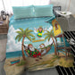 Jamaica Christmas Bedding Set Rasta Santa Snowman Hammock Angel Palm Trees and Tropical Beach - African Pride