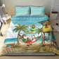 Jamaica Christmas Bedding Set Rasta Santa Snowman Hammock Angel Palm Trees and Tropical Beach - African Pride