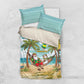 Jamaica Christmas Bedding Set Rasta Santa Snowman Hammock Angel Palm Trees and Tropical Beach - African Pride