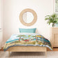 Jamaica Christmas Bedding Set Rasta Santa Snowman Hammock Angel Palm Trees and Tropical Beach - African Pride