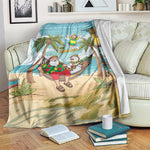 Jamaica Christmas Blanket Rasta Santa Snowman Hammock Angel Palm Trees and Tropical Beach - African Pride