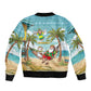 Jamaica Christmas Bomber Jacket Rasta Santa Snowman Hammock Angel Palm Trees and Tropical Beach - African Pride