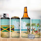 Jamaica Christmas 4 in 1 Can Cooler Tumbler Rasta Santa Snowman Hammock Angel Palm Trees and Tropical Beach - African Pride