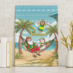 Jamaica Christmas Canvas Wall Art Rasta Santa Snowman Hammock Angel Palm Trees and Tropical Beach - African Pride