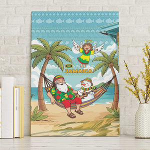 Jamaica Christmas Canvas Wall Art Rasta Santa Snowman Hammock Angel Palm Trees and Tropical Beach - African Pride