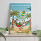 Jamaica Christmas Canvas Wall Art Rasta Santa Snowman Hammock Angel Palm Trees and Tropical Beach - African Pride
