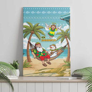 Jamaica Christmas Canvas Wall Art Rasta Santa Snowman Hammock Angel Palm Trees and Tropical Beach - African Pride