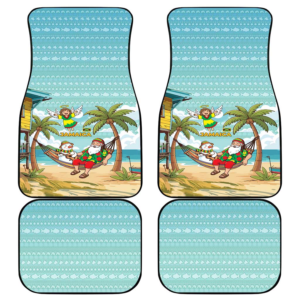 Jamaica Christmas Car Mats Rasta Santa Snowman Hammock Angel Palm Trees and Tropical Beach - African Pride