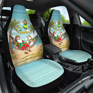 Jamaica Christmas Car Seat Cover Rasta Santa Snowman Hammock Angel Palm Trees and Tropical Beach - African Pride