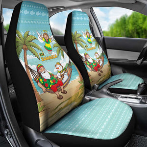 Jamaica Christmas Car Seat Cover Rasta Santa Snowman Hammock Angel Palm Trees and Tropical Beach - African Pride