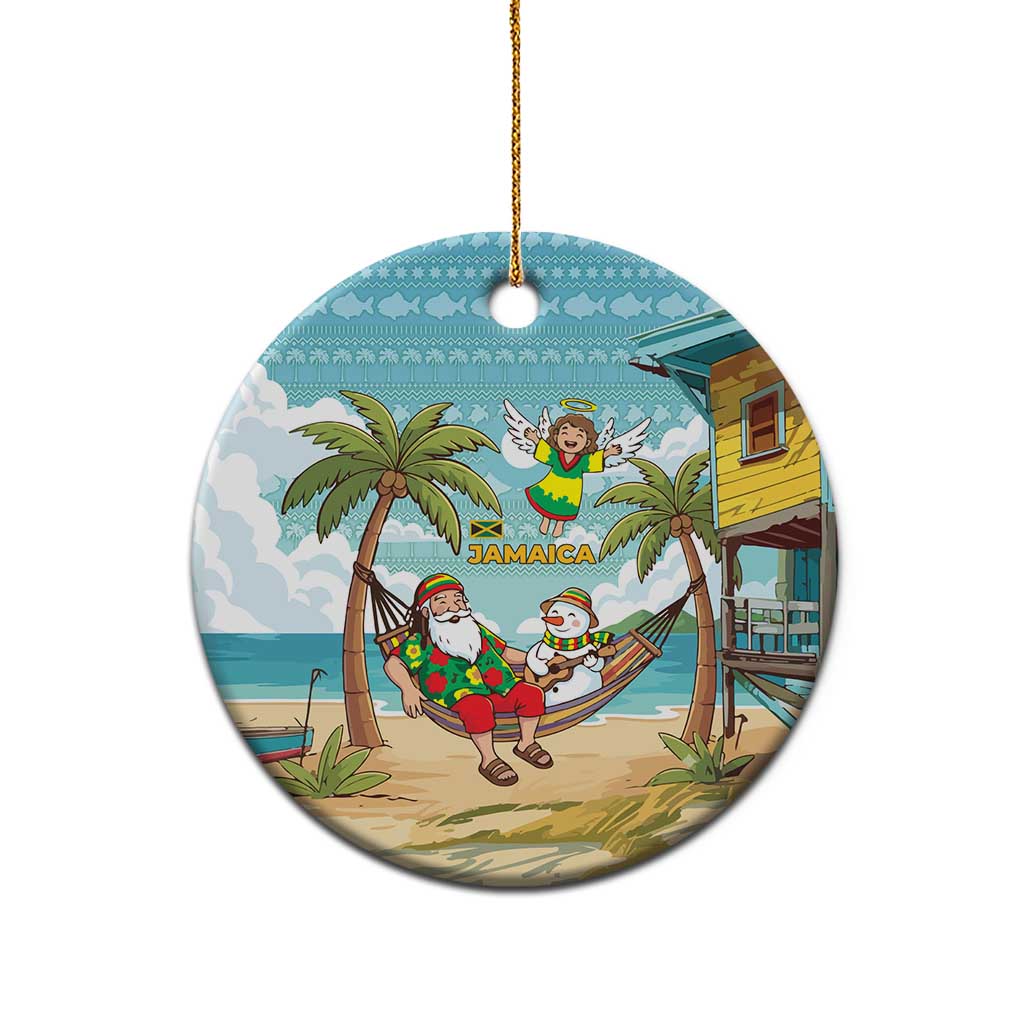 Jamaica Christmas Ceramic Ornament Rasta Santa Snowman Hammock Angel Palm Trees and Tropical Beach - African Pride