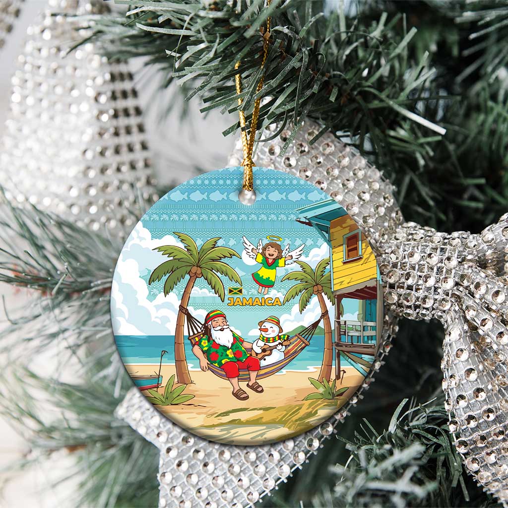 Jamaica Christmas Ceramic Ornament Rasta Santa Snowman Hammock Angel Palm Trees and Tropical Beach - African Pride