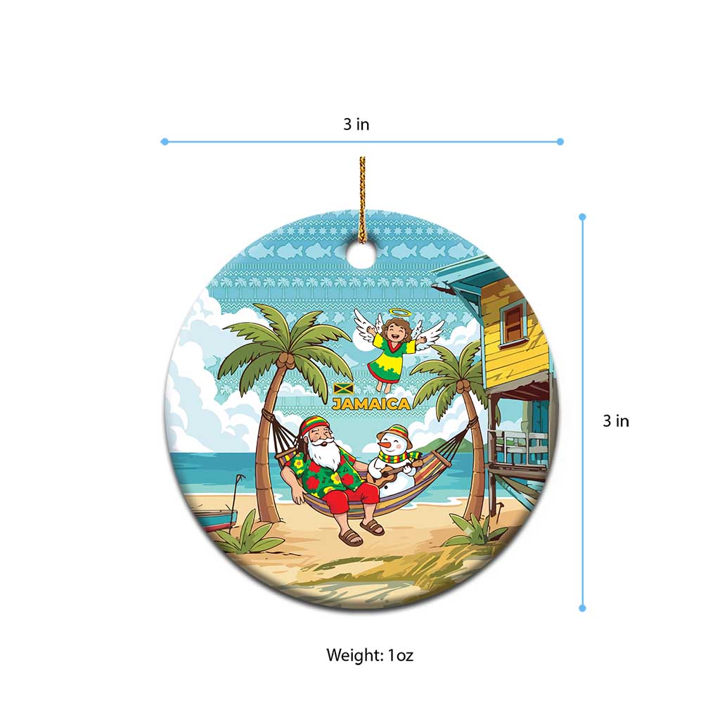 Jamaica Christmas Ceramic Ornament Rasta Santa Snowman Hammock Angel Palm Trees and Tropical Beach - African Pride