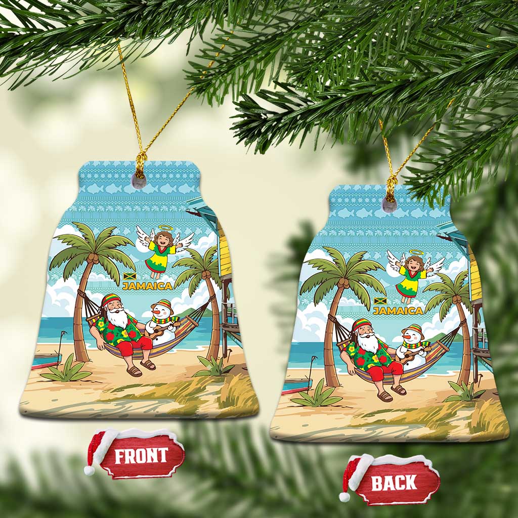 Jamaica Christmas Ceramic Ornament Rasta Santa Snowman Hammock Angel Palm Trees and Tropical Beach - African Pride