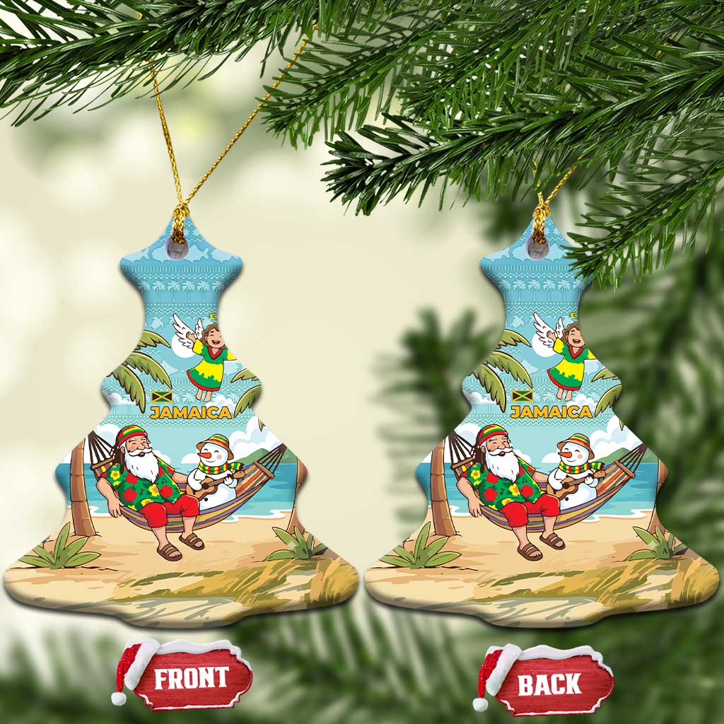 Jamaica Christmas Ceramic Ornament Rasta Santa Snowman Hammock Angel Palm Trees and Tropical Beach - African Pride