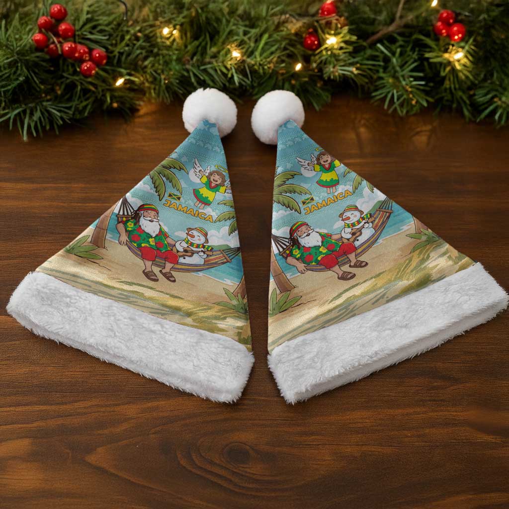 Jamaica Christmas Santa Hat Rasta Santa Snowman Hammock Angel Palm Trees and Tropical Beach - African Pride