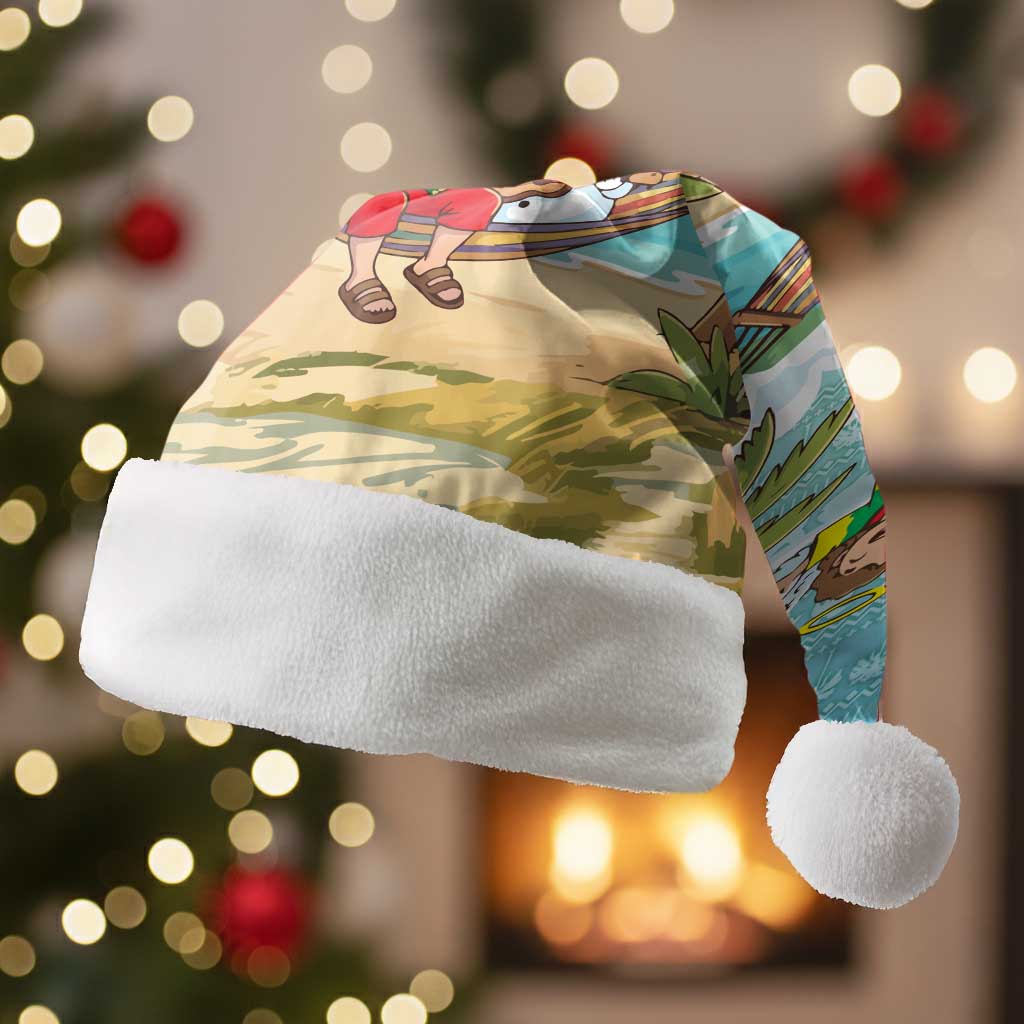 Jamaica Christmas Santa Hat Rasta Santa Snowman Hammock Angel Palm Trees and Tropical Beach - African Pride