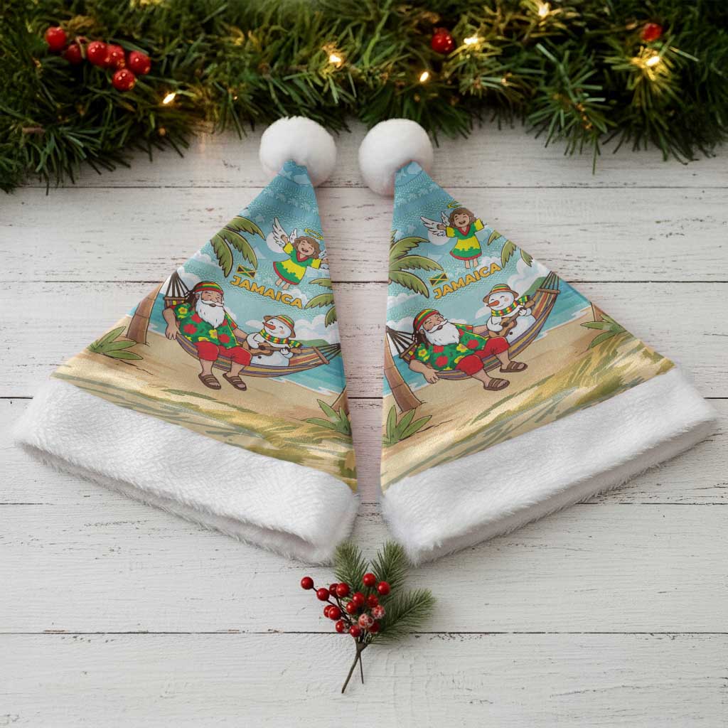 Jamaica Christmas Santa Hat Rasta Santa Snowman Hammock Angel Palm Trees and Tropical Beach - African Pride