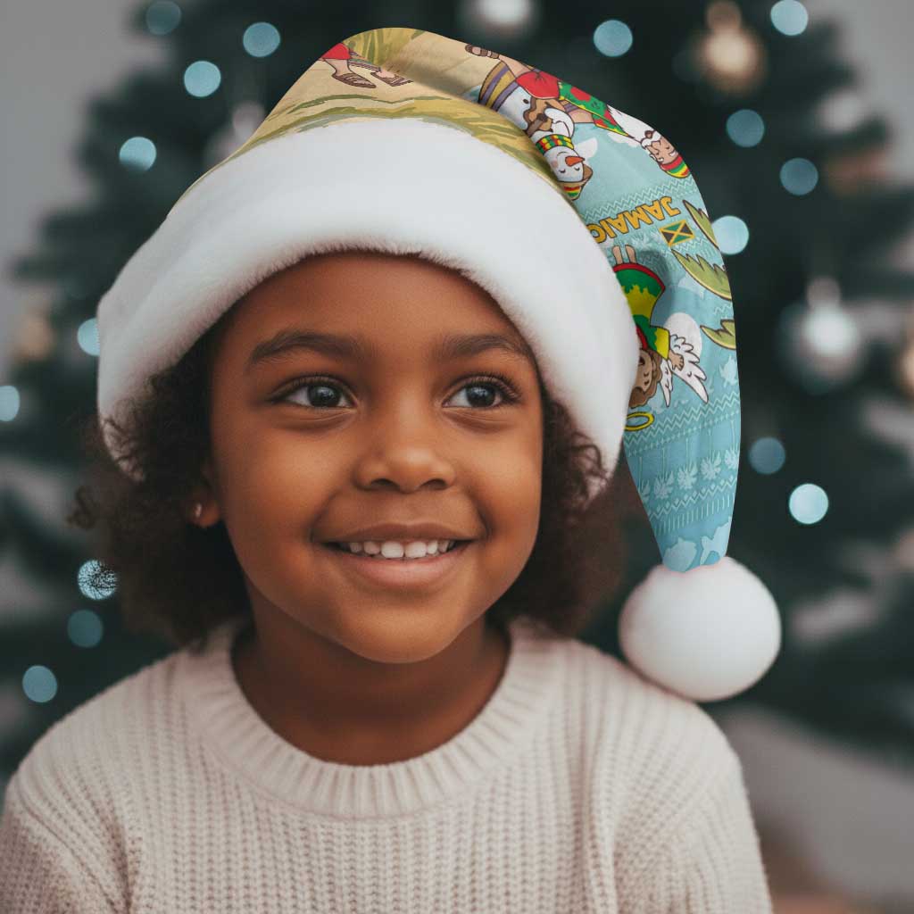 Jamaica Christmas Santa Hat Rasta Santa Snowman Hammock Angel Palm Trees and Tropical Beach - African Pride