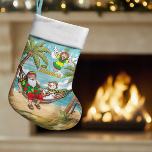 Jamaica Christmas Stocking Rasta Santa Snowman Hammock Angel Palm Trees and Tropical Beach - African Pride