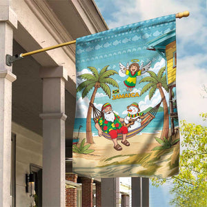 Jamaica Christmas Garden Flag Rasta Santa Snowman Hammock Angel Palm Trees and Tropical Beach - African Pride