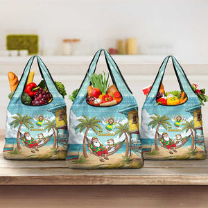 Jamaica Christmas Grocery Bag Rasta Santa Snowman Hammock Angel Palm Trees and Tropical Beach - African Pride