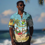 Jamaica Christmas Hawaiian Shirt Rasta Santa Snowman Hammock Angel Palm Trees and Tropical Beach - African Pride