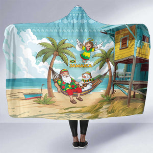 Jamaica Christmas Hooded Blanket Rasta Santa Snowman Hammock Angel Palm Trees and Tropical Beach - African Pride