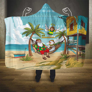 Jamaica Christmas Hooded Blanket Rasta Santa Snowman Hammock Angel Palm Trees and Tropical Beach - African Pride