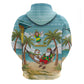 Jamaica Christmas Hoodie Rasta Santa Snowman Hammock Angel Palm Trees and Tropical Beach - African Pride