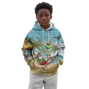 Jamaica Christmas Kid Hoodie Rasta Santa Snowman Hammock Angel Palm Trees and Tropical Beach - African Pride