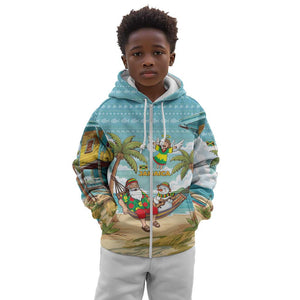 Jamaica Christmas Kid Hoodie Rasta Santa Snowman Hammock Angel Palm Trees and Tropical Beach - African Pride