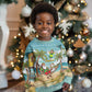 Jamaica Christmas Kid Ugly Christmas Sweater Rasta Santa Snowman Hammock Angel Palm Trees and Tropical Beach - African Pride
