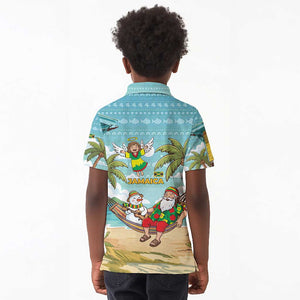 Jamaica Christmas Kid Polo Shirt Rasta Santa Snowman Hammock Angel Palm Trees and Tropical Beach - African Pride