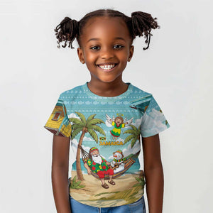 Jamaica Christmas Kid T shirt Rasta Santa Snowman Hammock Angel Palm Trees and Tropical Beach - African Pride