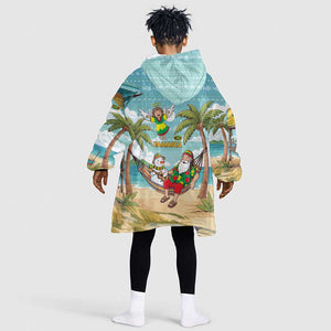 Jamaica Christmas Kid Wearable Blanket Hoodie Rasta Santa Snowman Hammock Angel Palm Trees and Tropical Beach - African Pride