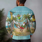 Jamaica Christmas Ugly Christmas Sweater Rasta Santa Snowman Hammock Angel Palm Trees and Tropical Beach - African Pride