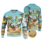Jamaica Christmas Ugly Christmas Sweater Rasta Santa Snowman Hammock Angel Palm Trees and Tropical Beach - African Pride
