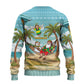 Jamaica Christmas Ugly Christmas Sweater Rasta Santa Snowman Hammock Angel Palm Trees and Tropical Beach - African Pride
