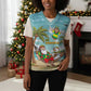 Jamaica Christmas Knitted V-Neck Vest Rasta Santa Snowman Hammock Angel Palm Trees and Tropical Beach - African Pride