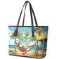Jamaica Christmas Leather Tote Bag Rasta Santa Snowman Hammock Angel Palm Trees and Tropical Beach - African Pride