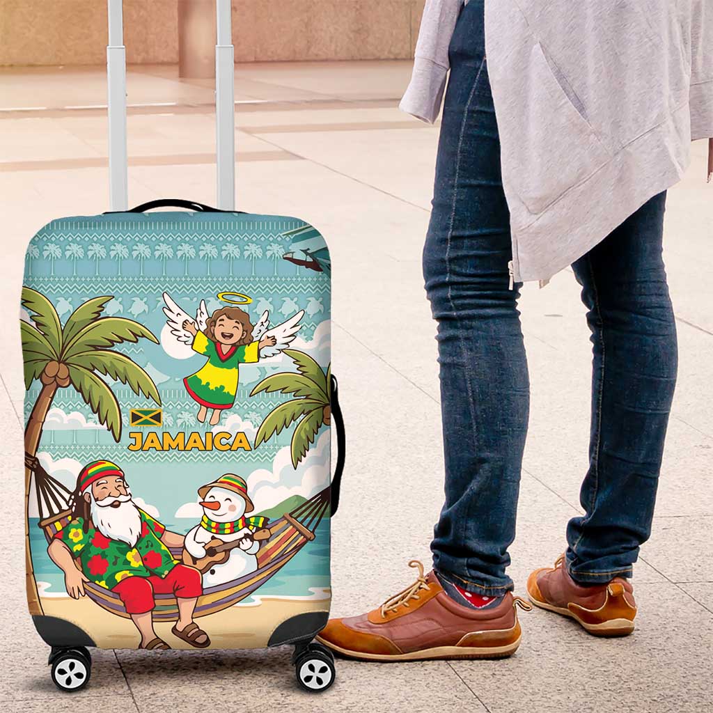 Jamaica Christmas Luggage Cover Rasta Santa Snowman Hammock Angel Palm Trees and Tropical Beach - African Pride